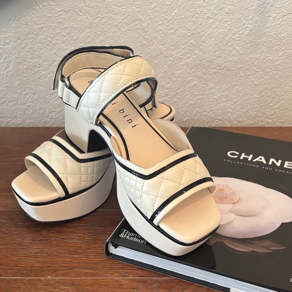 Gianni Bini Cream Quilted Platform Sandals